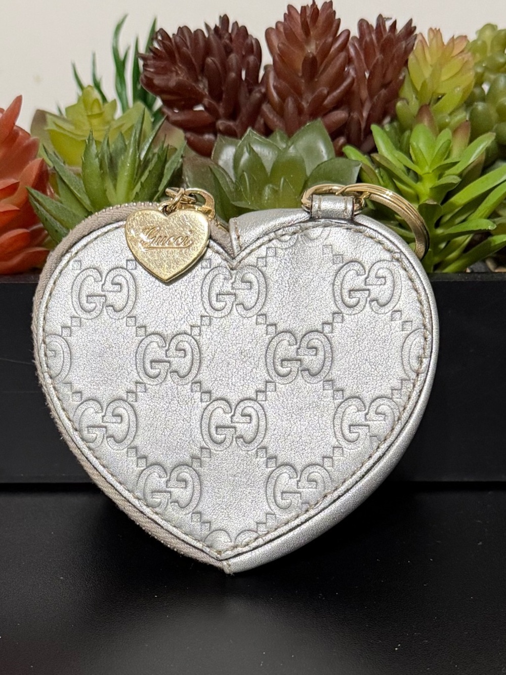 Gucci Guccissima Heart-Shaped Coin Purse / Key Pouch